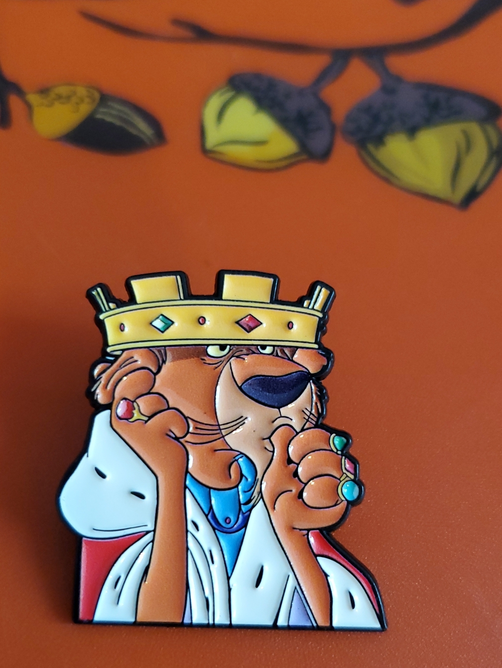 Cartoon Lion Prince Crown Enamel Pin - Orange, Yellow, Blue